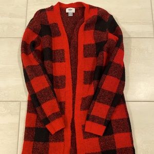 Black and red cardigan